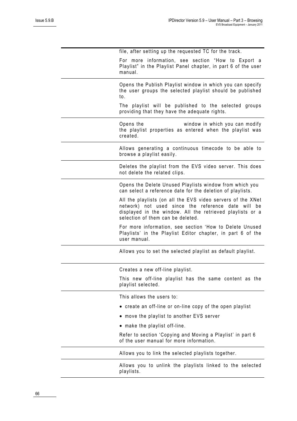Playlists data columns | EVS IPDirector Version 5.9 - January 2011 Part 3 User’s Manual User Manual | Page 79 / 139