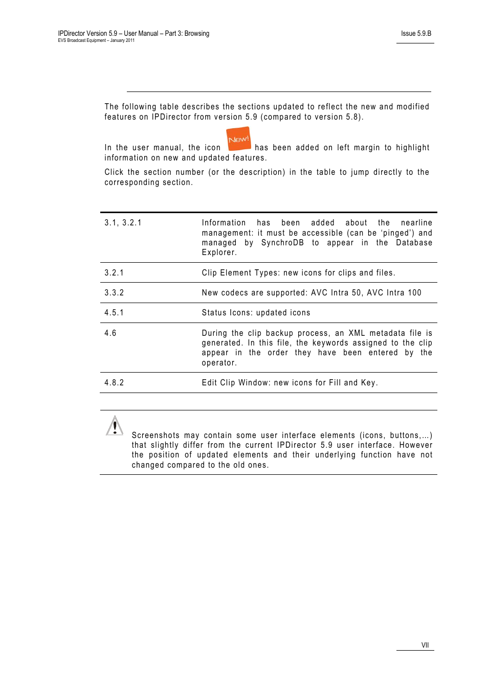 What’s new | EVS IPDirector Version 5.9 - January 2011 Part 3 User’s Manual User Manual | Page 8 / 139