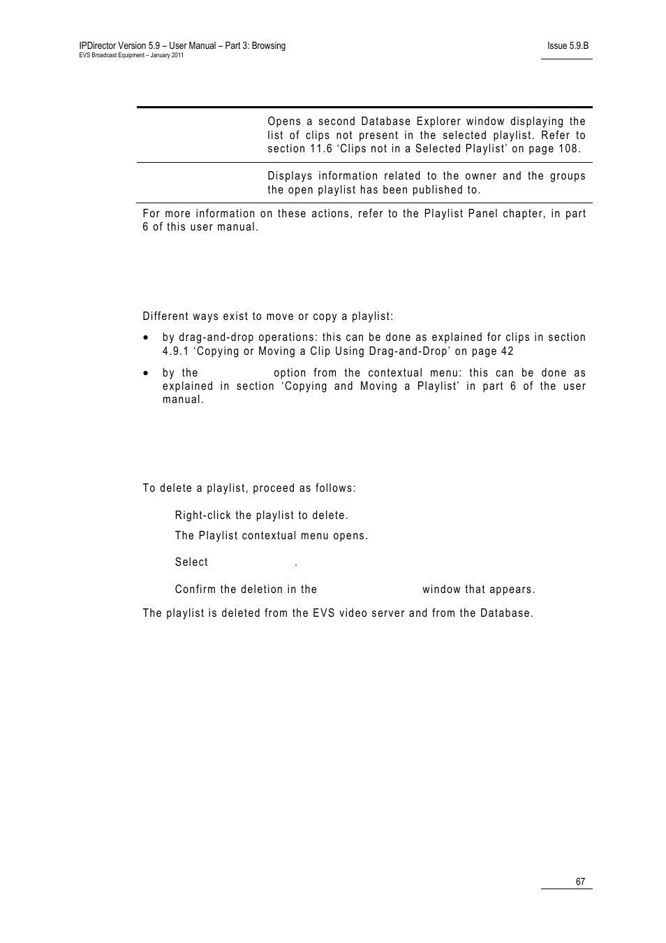 5 copying or moving a playlist, 6 how to delete a playlist, Playlist contextual menu | EVS IPDirector Version 5.9 - January 2011 Part 3 User’s Manual User Manual | Page 80 / 139