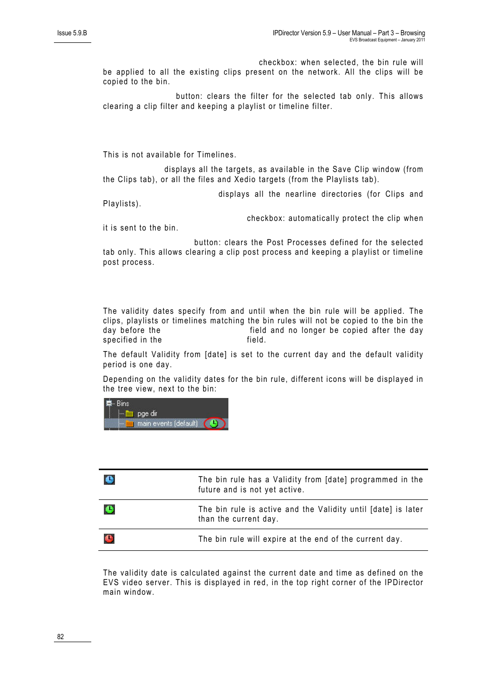 Post process area, Validity area, How to use a filter to define a bin rule | EVS IPDirector Version 5.9 - January 2011 Part 3 User’s Manual User Manual | Page 95 / 139
