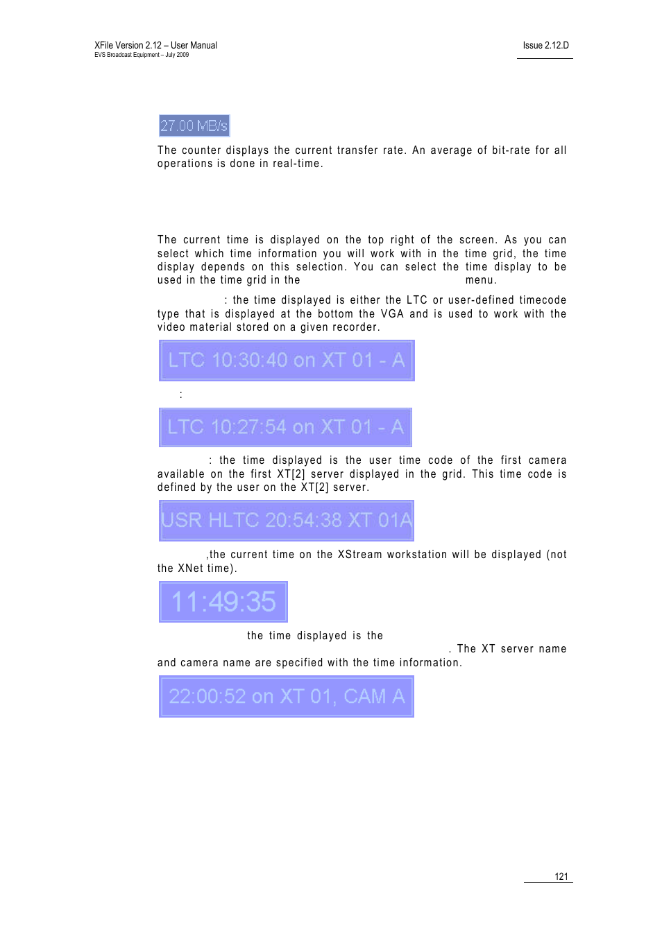 3 transfer rate, 4 time, Transfer rate | Time, Ransfer | EVS Xfile Version 2.12 - July 2009 User Manual User Manual | Page 122 / 191