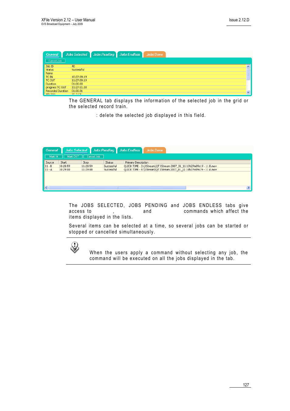 2 general tab, 3 other tabs, General tab | Other tabs, Eneral, Ther | EVS Xfile Version 2.12 - July 2009 User Manual User Manual | Page 128 / 191