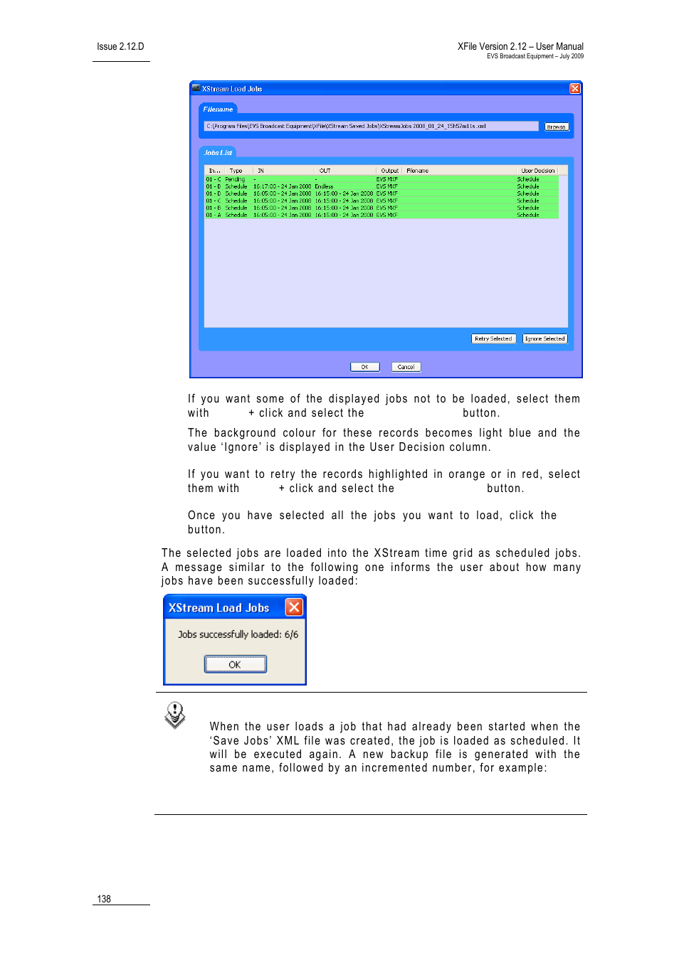 EVS Xfile Version 2.12 - July 2009 User Manual User Manual | Page 139 / 191