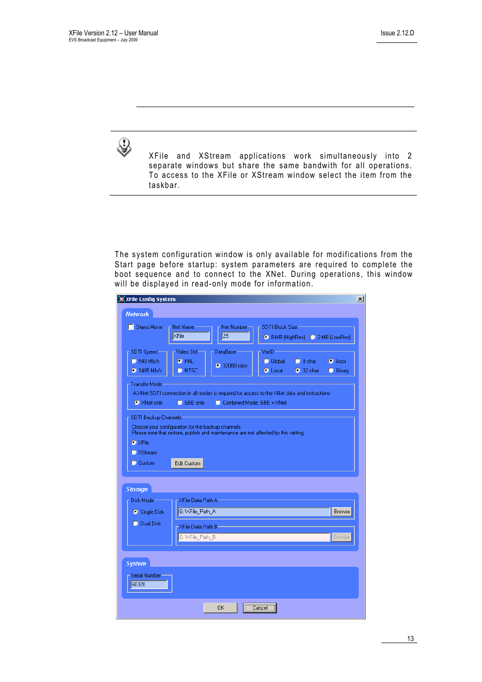 Xfile module, 1 system configuration, System configuration | EVS Xfile Version 2.12 - July 2009 User Manual User Manual | Page 14 / 191