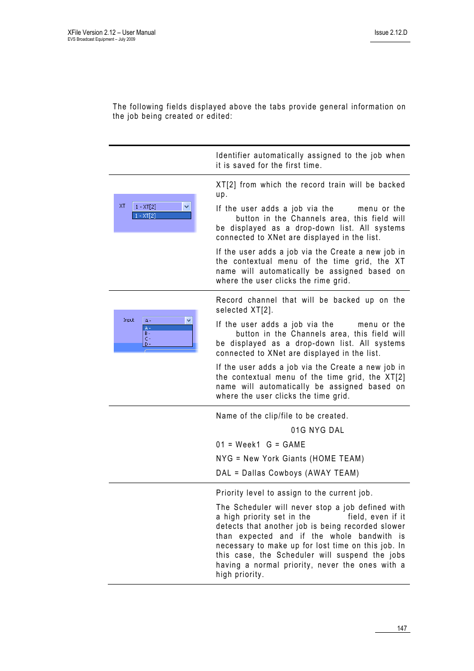 1 general information, General information, Eneral | Nformation | EVS Xfile Version 2.12 - July 2009 User Manual User Manual | Page 148 / 191
