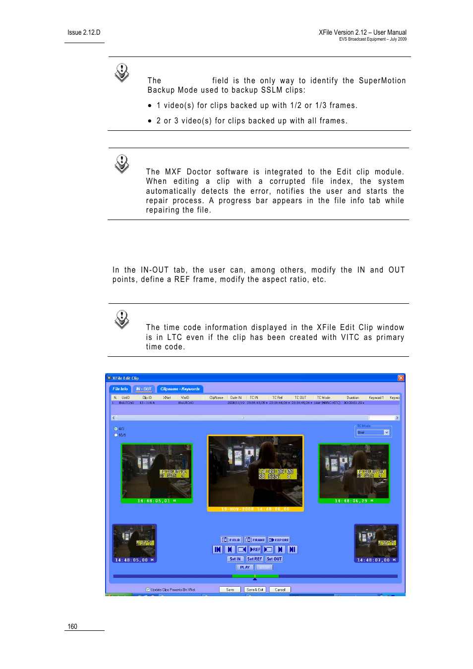 2 in – out tab, In – out tab, 2 in | EVS Xfile Version 2.12 - July 2009 User Manual User Manual | Page 161 / 191