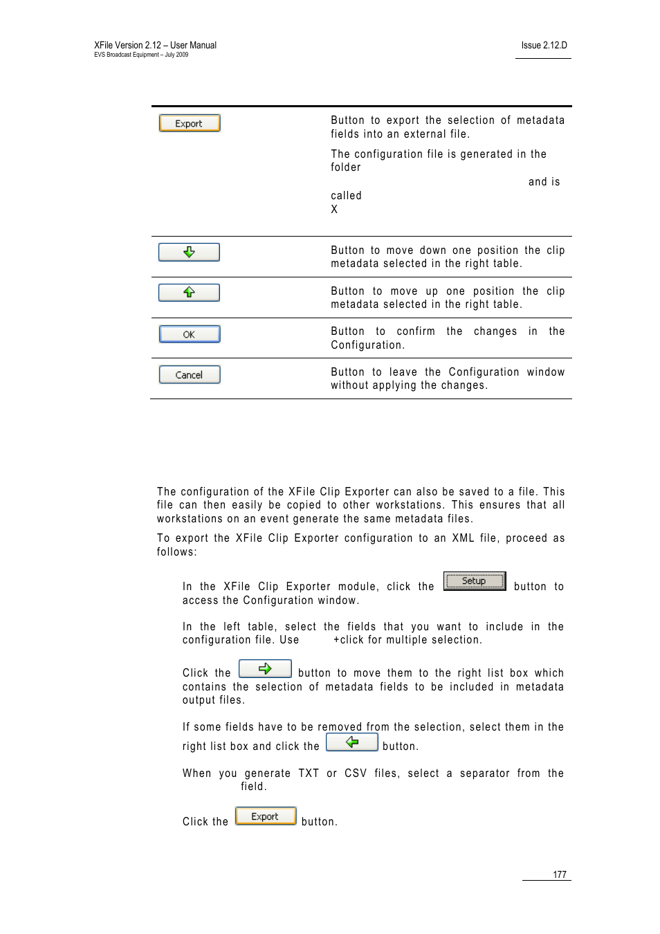 Xport, Xporter, Onfiguration to a | EVS Xfile Version 2.12 - July 2009 User Manual User Manual | Page 178 / 191