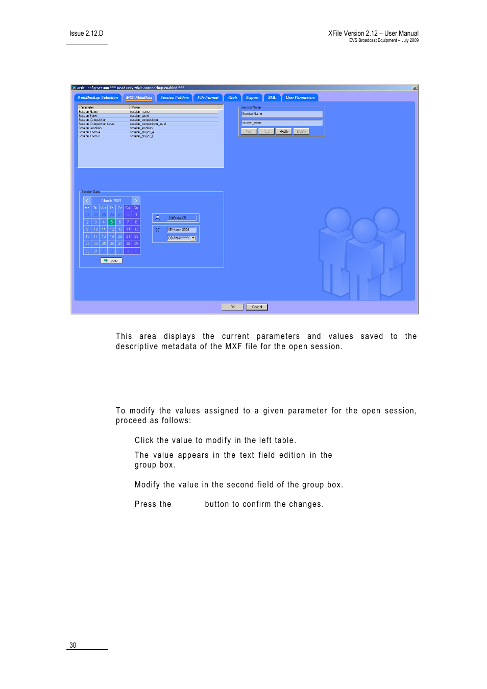 2 tab 2 – mxf metadata, Xf_cs_tab2_metadataarea, Tab 2 – mxf metadata | Mxf metadata | EVS Xfile Version 2.12 - July 2009 User Manual User Manual | Page 31 / 191