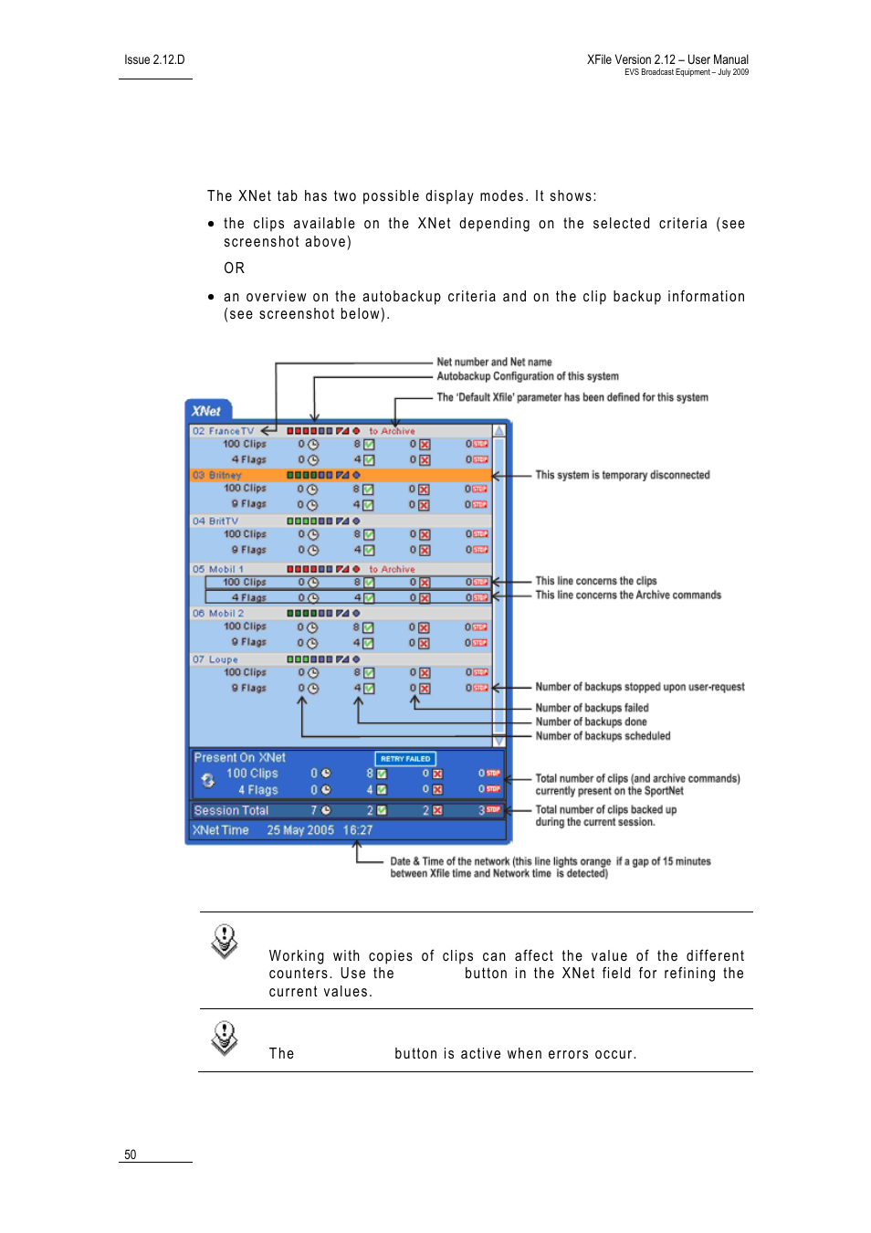 2 xnet list, Xnet list, 2 xn | EVS Xfile Version 2.12 - July 2009 User Manual User Manual | Page 51 / 191