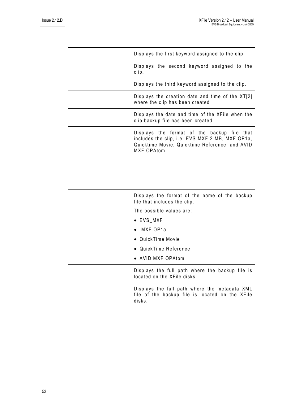 EVS Xfile Version 2.12 - July 2009 User Manual User Manual | Page 53 / 191