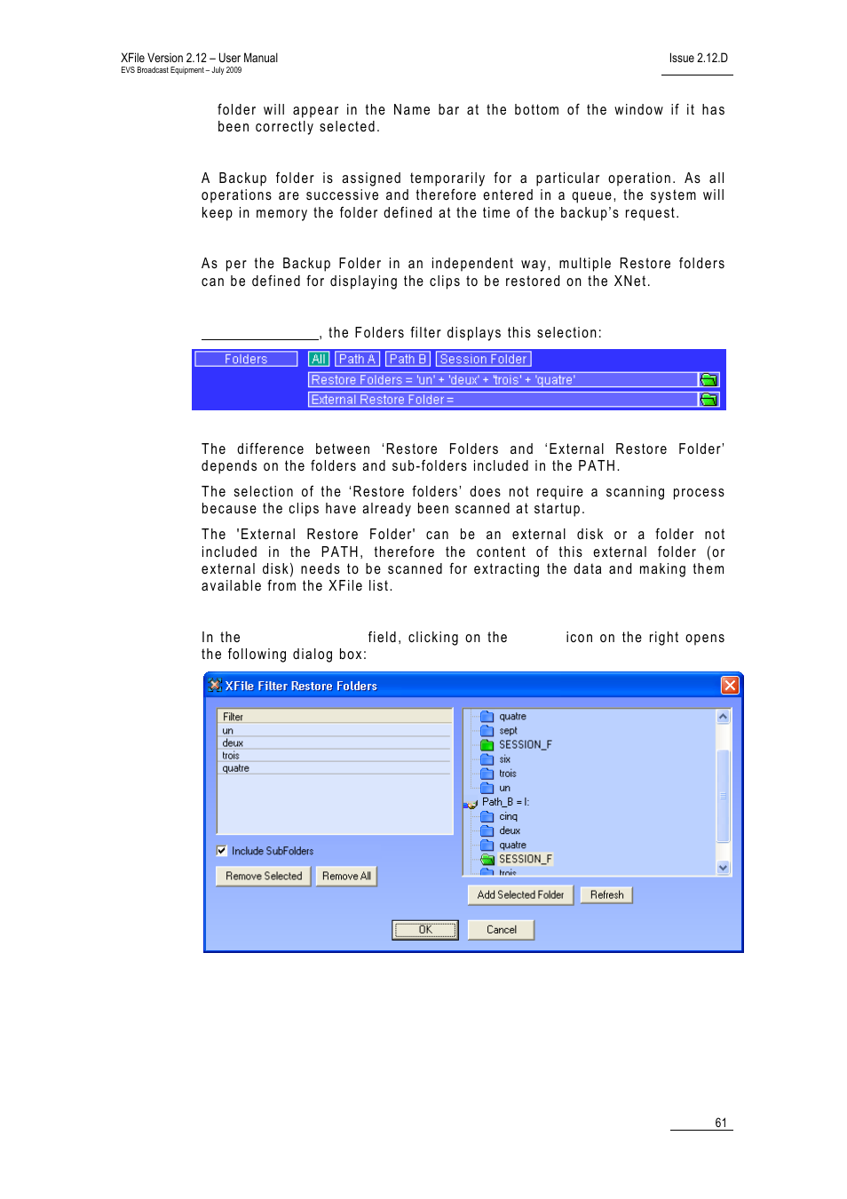 EVS Xfile Version 2.12 - July 2009 User Manual User Manual | Page 62 / 191