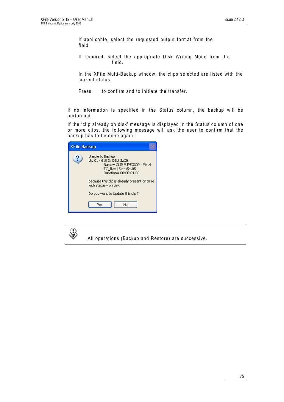 EVS Xfile Version 2.12 - July 2009 User Manual User Manual | Page 76 / 191
