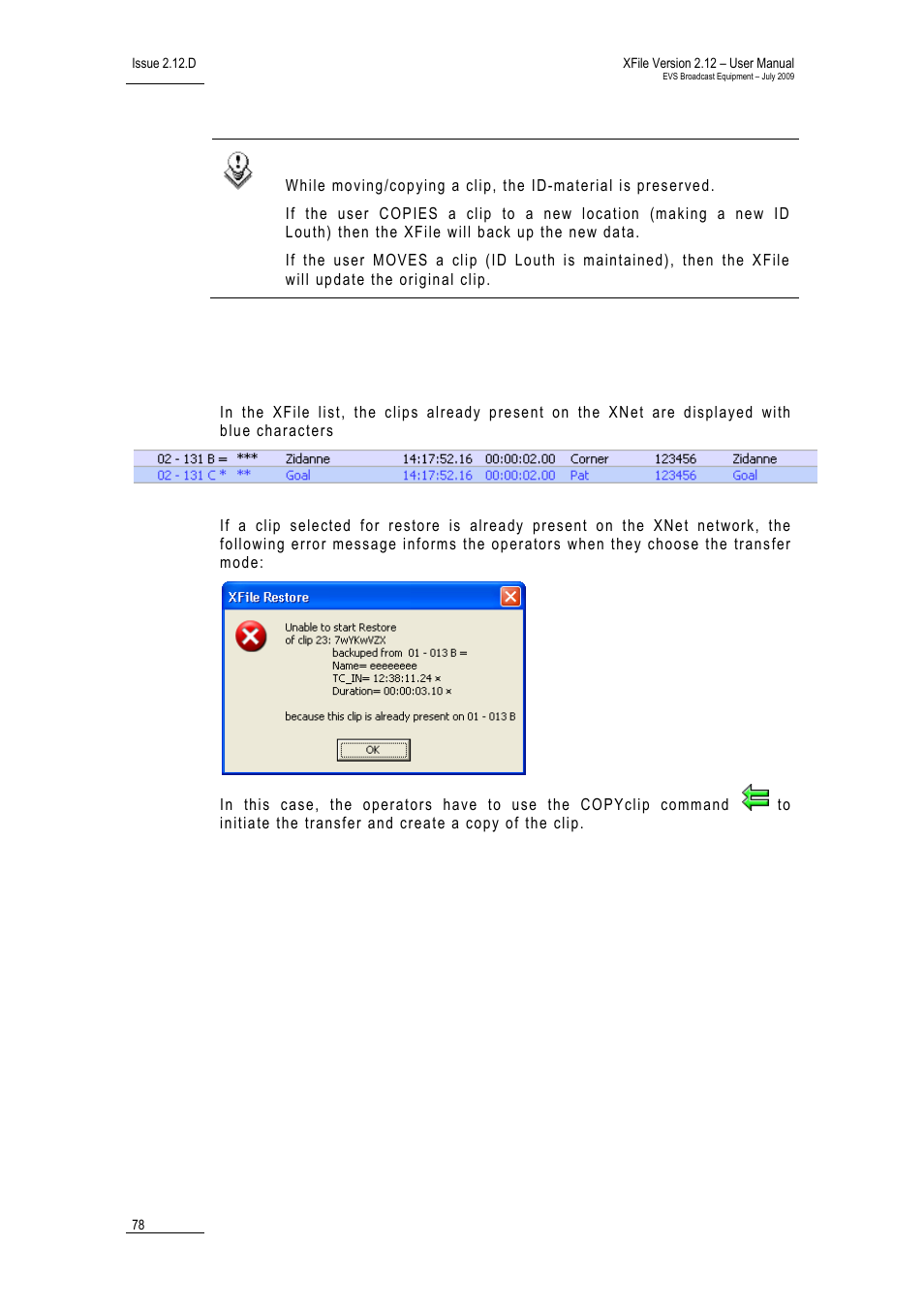 EVS Xfile Version 2.12 - July 2009 User Manual User Manual | Page 79 / 191