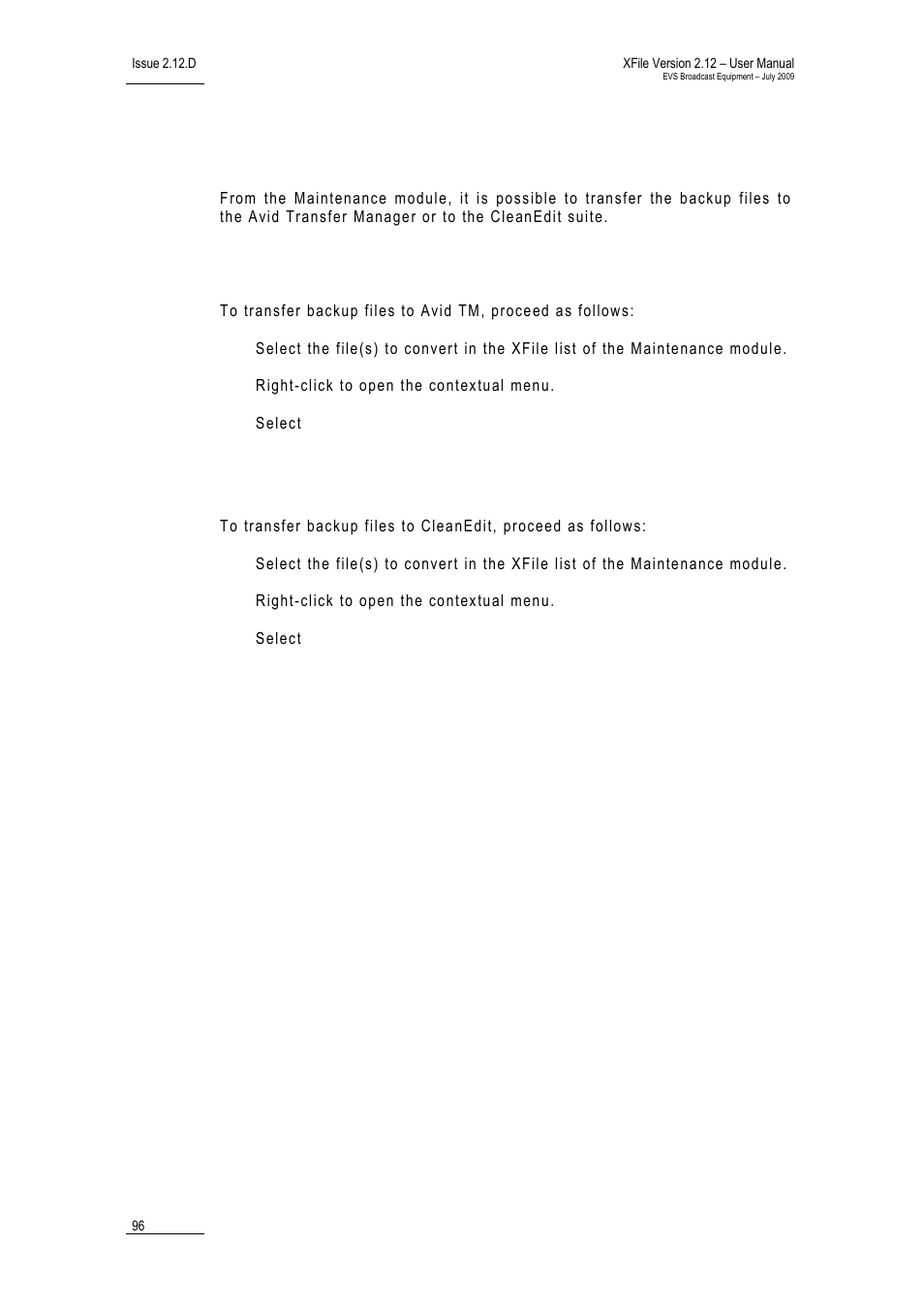 5 transferring backup files to external systems, How to transfer backup files to avid tm, How to transfer backup files to cleanedit | Xf_transfering_files, Transferring backup files to external systems | EVS Xfile Version 2.12 - July 2009 User Manual User Manual | Page 97 / 191