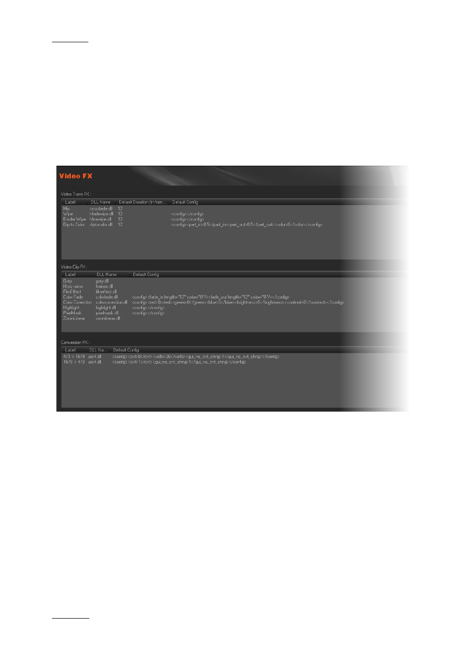 5 video fx, 1 introduction, 2 editing default parameters for effects | Video fx, Introduction, Editing default parameters for effects, Ntroduction, Diting, Efault, Arameters for | EVS XEDIO Manager Version 4.1 - December 2011 User Manual User Manual | Page 122 / 138