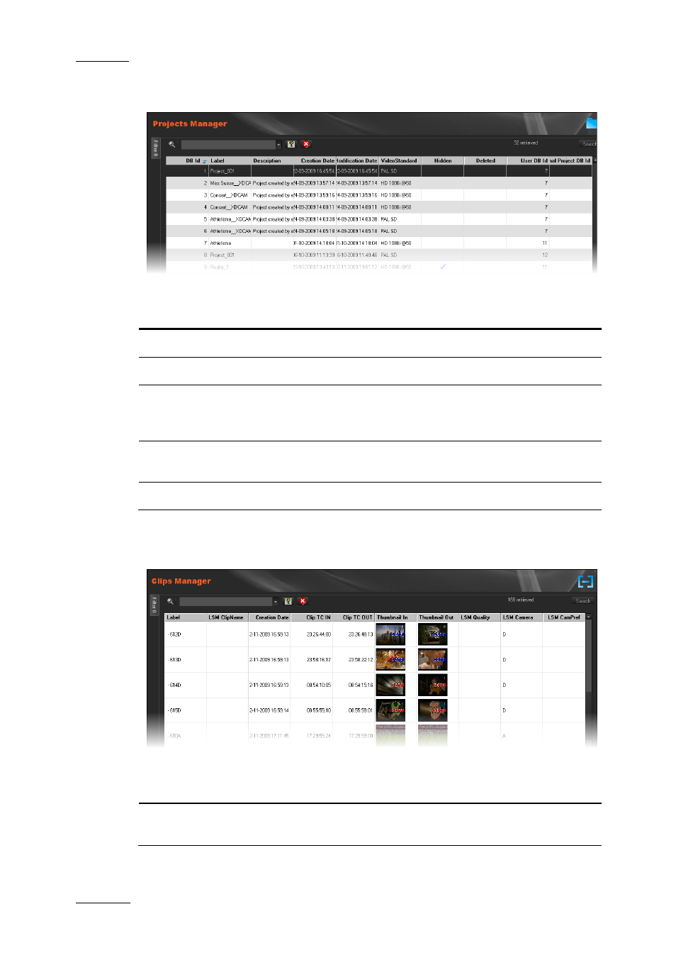 Projects manager, Clips manager | EVS XEDIO Manager Version 4.1 - December 2011 User Manual User Manual | Page 126 / 138