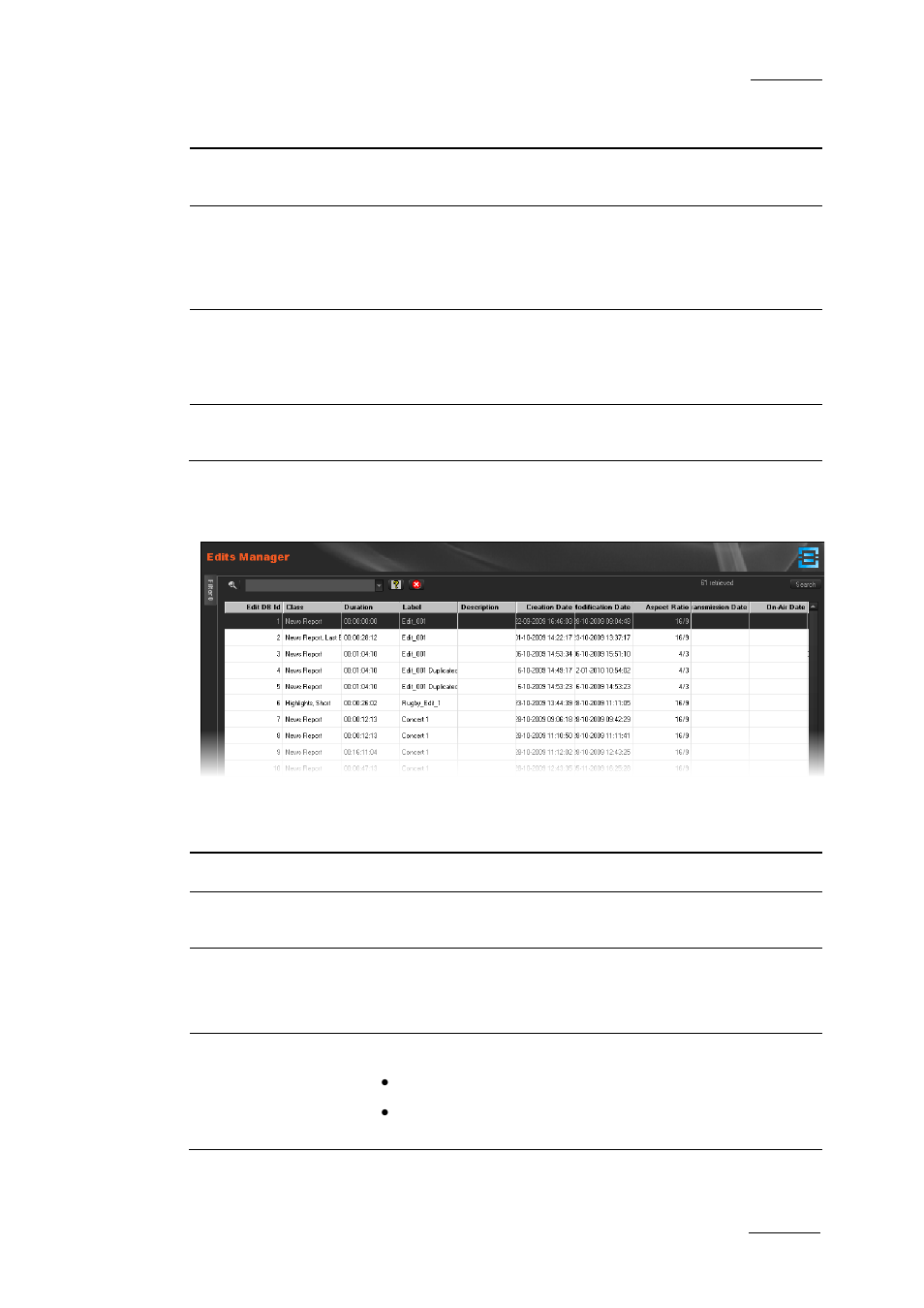 Edits manager | EVS XEDIO Manager Version 4.1 - December 2011 User Manual User Manual | Page 127 / 138