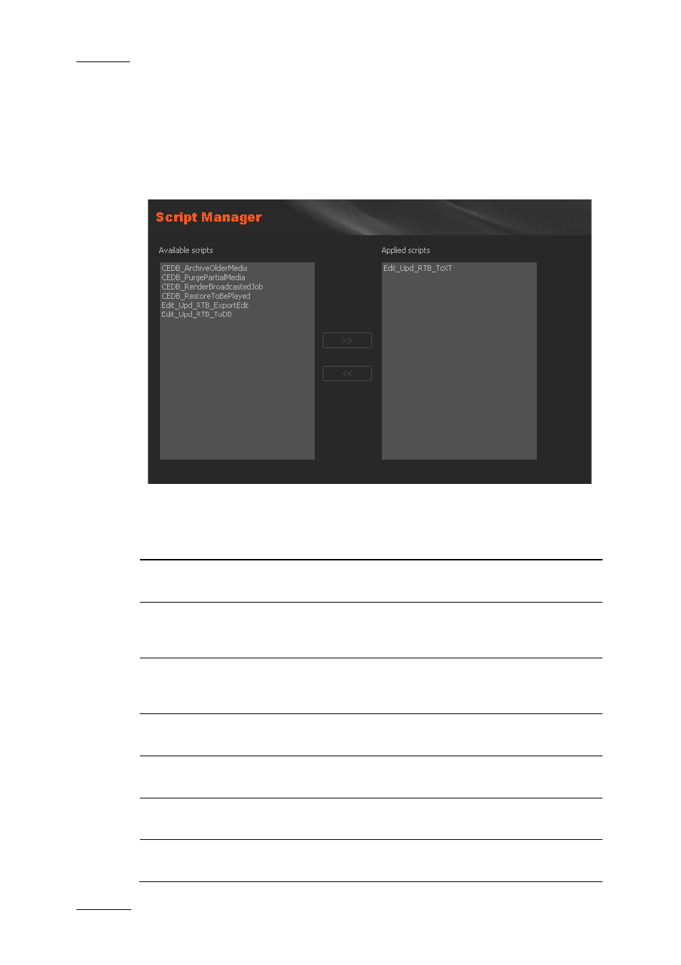 5 script manager, Script manager | EVS XEDIO Manager Version 4.1 - December 2011 User Manual User Manual | Page 130 / 138