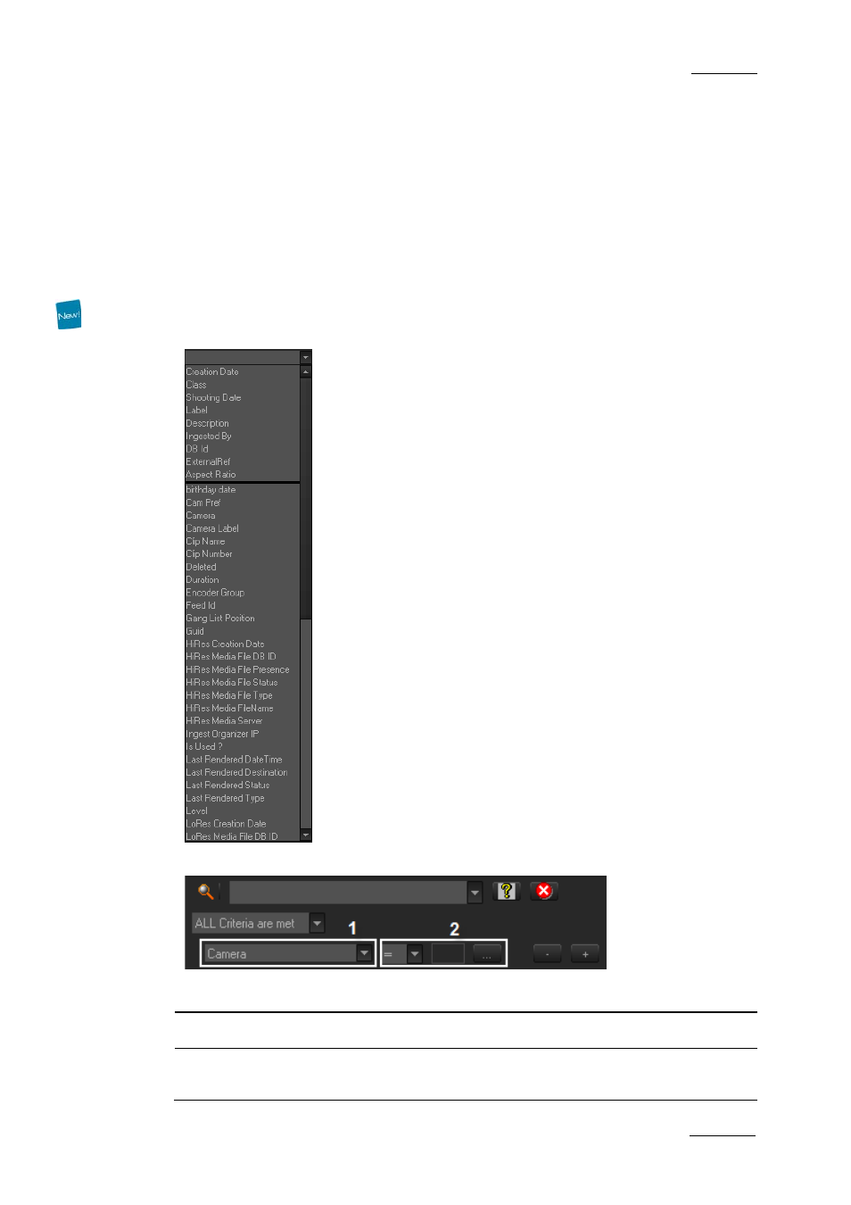 Filter fields | EVS XEDIO Manager Version 4.1 - December 2011 User Manual User Manual | Page 59 / 138