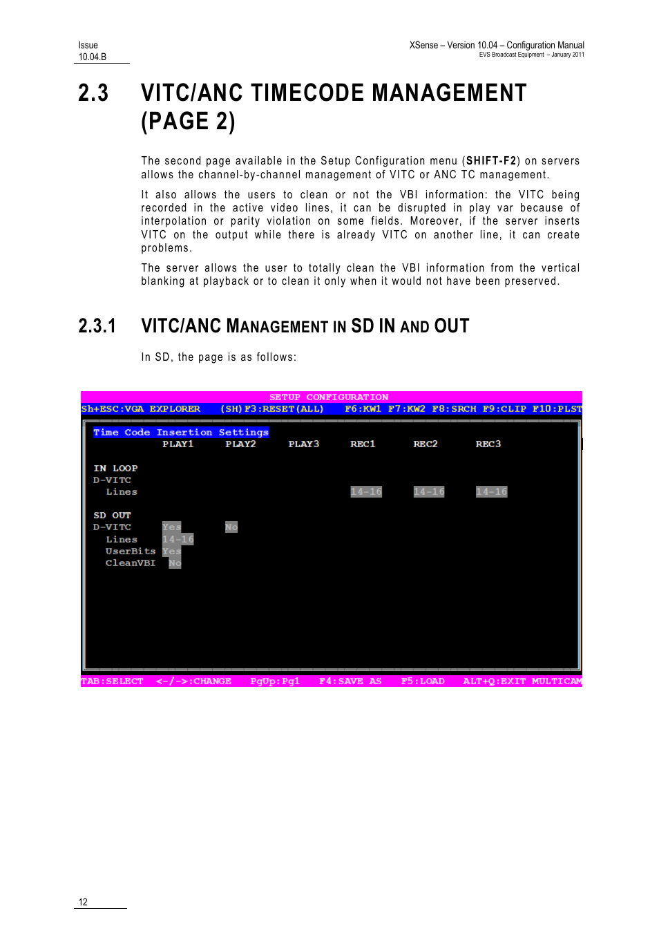 1 vitc/anc management in sd in and out, 3 vitc/anc timecode management (page 2), 1 vitc/anc | EVS XSense Version 10.04 - January 2011 Configuration Manual User Manual | Page 21 / 96