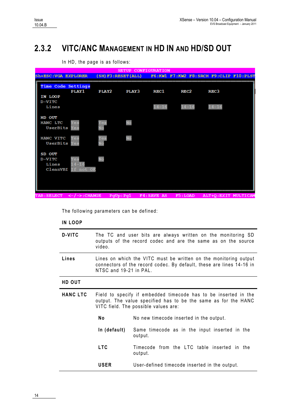2 vitc/anc management in hd in and hd/sd out, 2 vitc/anc, Hd/sd | Anagement in | EVS XSense Version 10.04 - January 2011 Configuration Manual User Manual | Page 23 / 96