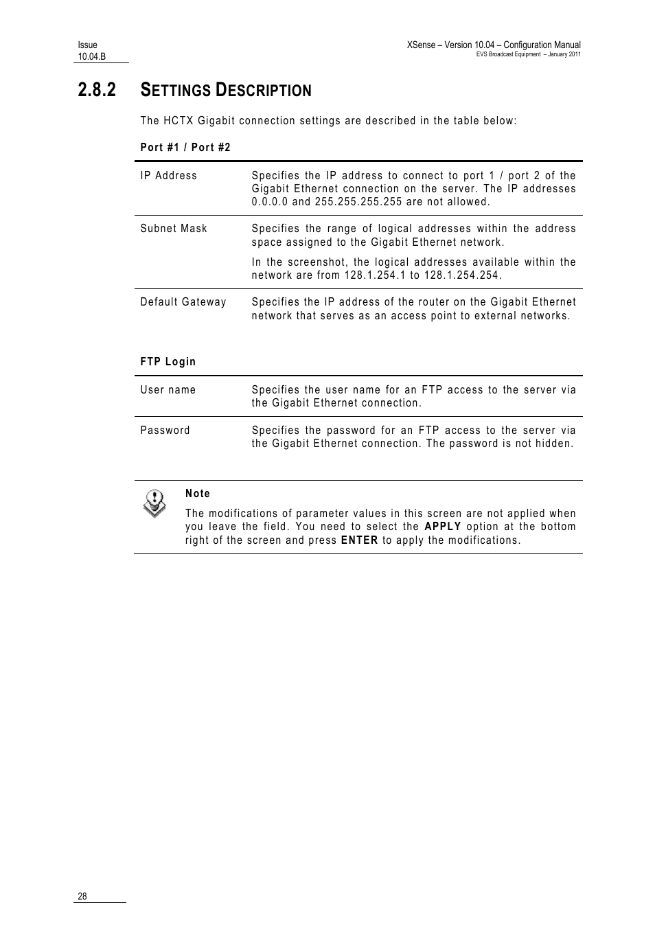 2 settings description, Ettings, Escription | EVS XSense Version 10.04 - January 2011 Configuration Manual User Manual | Page 37 / 96