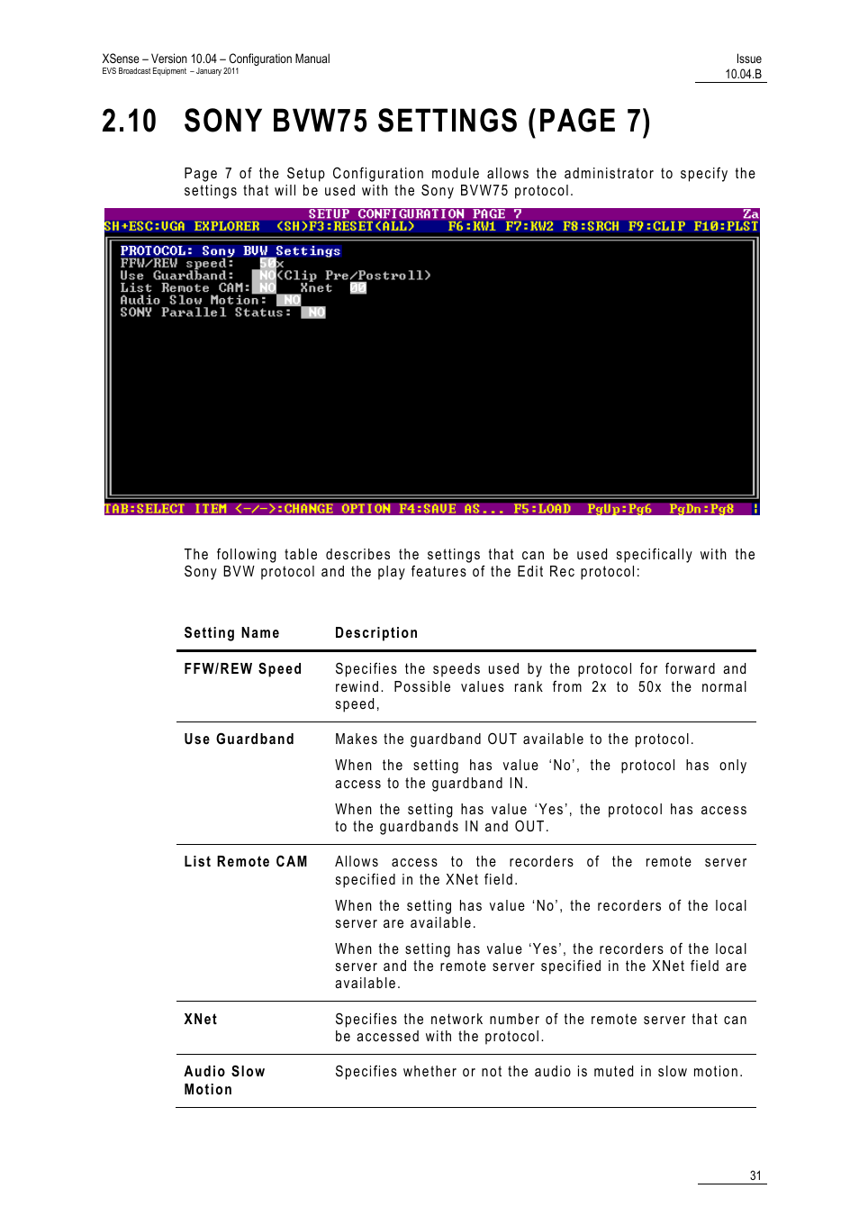10 ‘sony | EVS XSense Version 10.04 - January 2011 Configuration Manual User Manual | Page 40 / 96