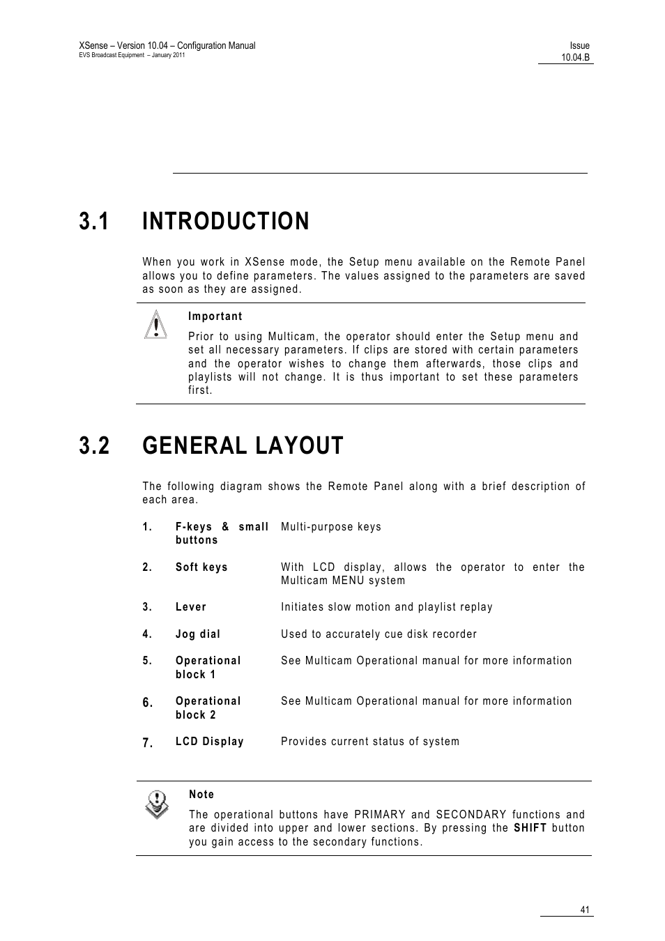 Setup from the remote panel, 1 introduction, 2 general layout | EVS XSense Version 10.04 - January 2011 Configuration Manual User Manual | Page 50 / 96