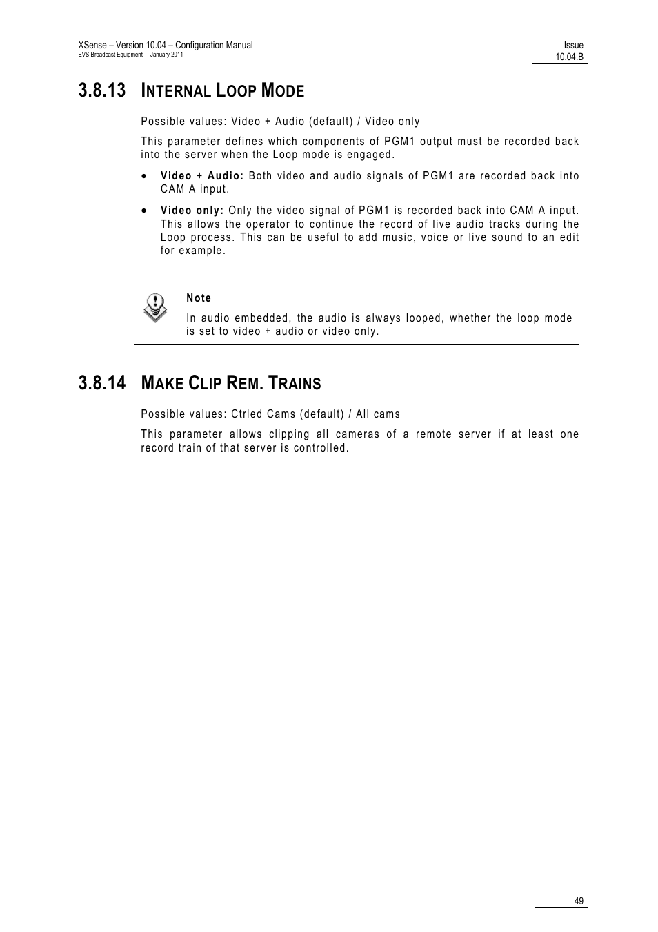 13 internal loop mode, 14 make clip rem. trains, 13 i | 14 m | EVS XSense Version 10.04 - January 2011 Configuration Manual User Manual | Page 58 / 96