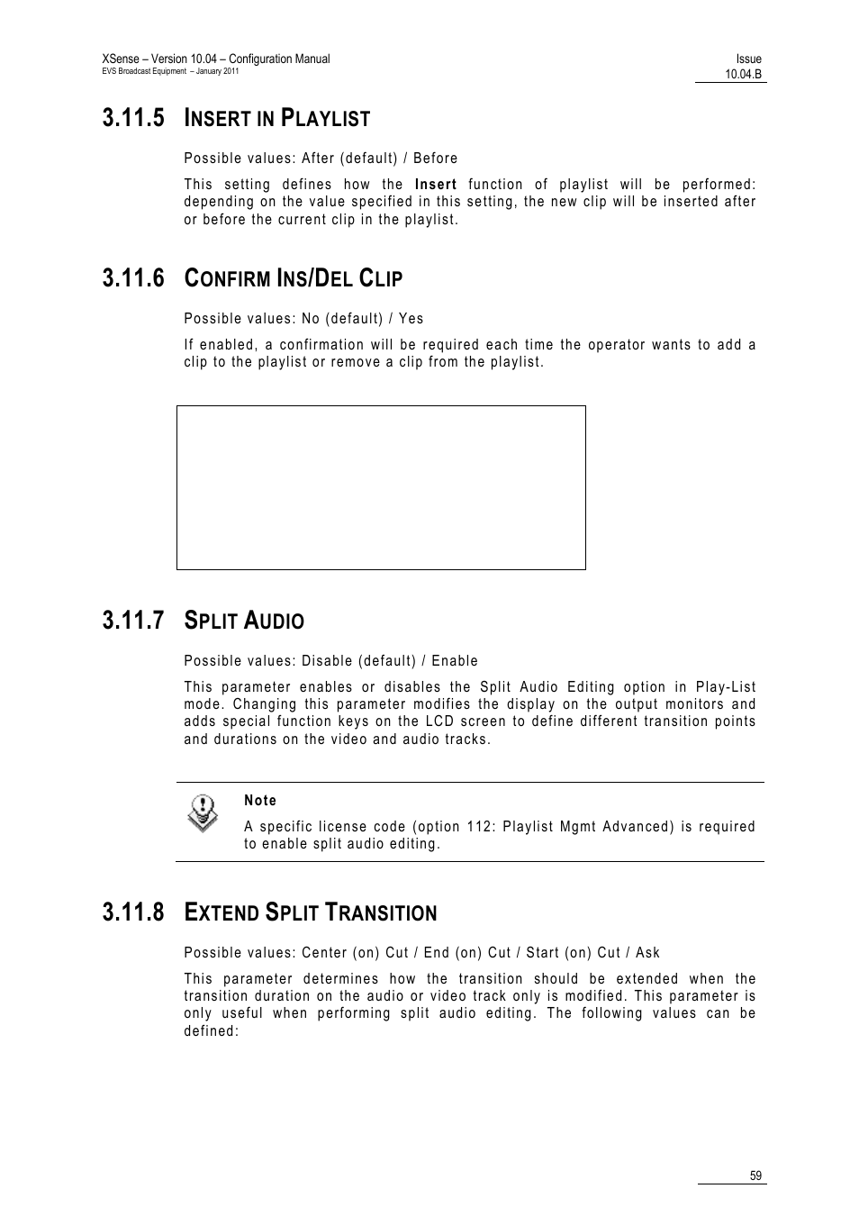 5 insert in playlist, 6 confirm ins/del clip, 7 split audio | 8 extend split transition | EVS XSense Version 10.04 - January 2011 Configuration Manual User Manual | Page 68 / 96