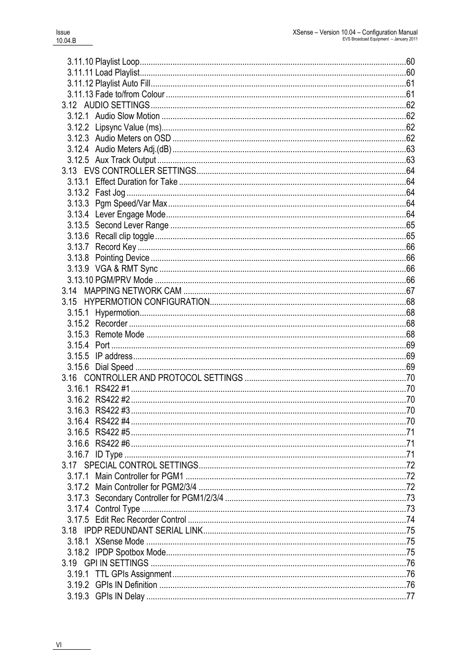 EVS XSense Version 10.04 - January 2011 Configuration Manual User Manual | Page 7 / 96