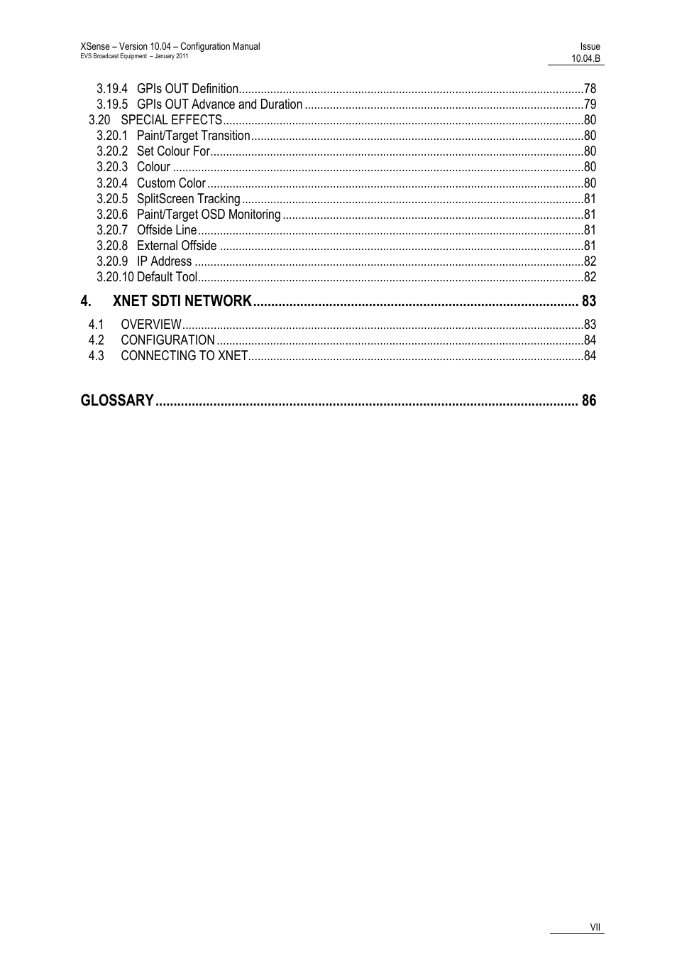 Xnet sdti network, Glossary | EVS XSense Version 10.04 - January 2011 Configuration Manual User Manual | Page 8 / 96