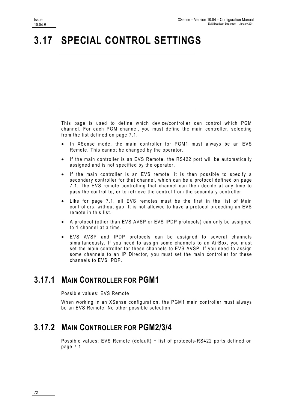 17 special control settings, 1 main controller for pgm1, 2 main controller for pgm2/3/4 | Pgm1, Pgm2/3/4, Ontroller for | EVS XSense Version 10.04 - January 2011 Configuration Manual User Manual | Page 81 / 96