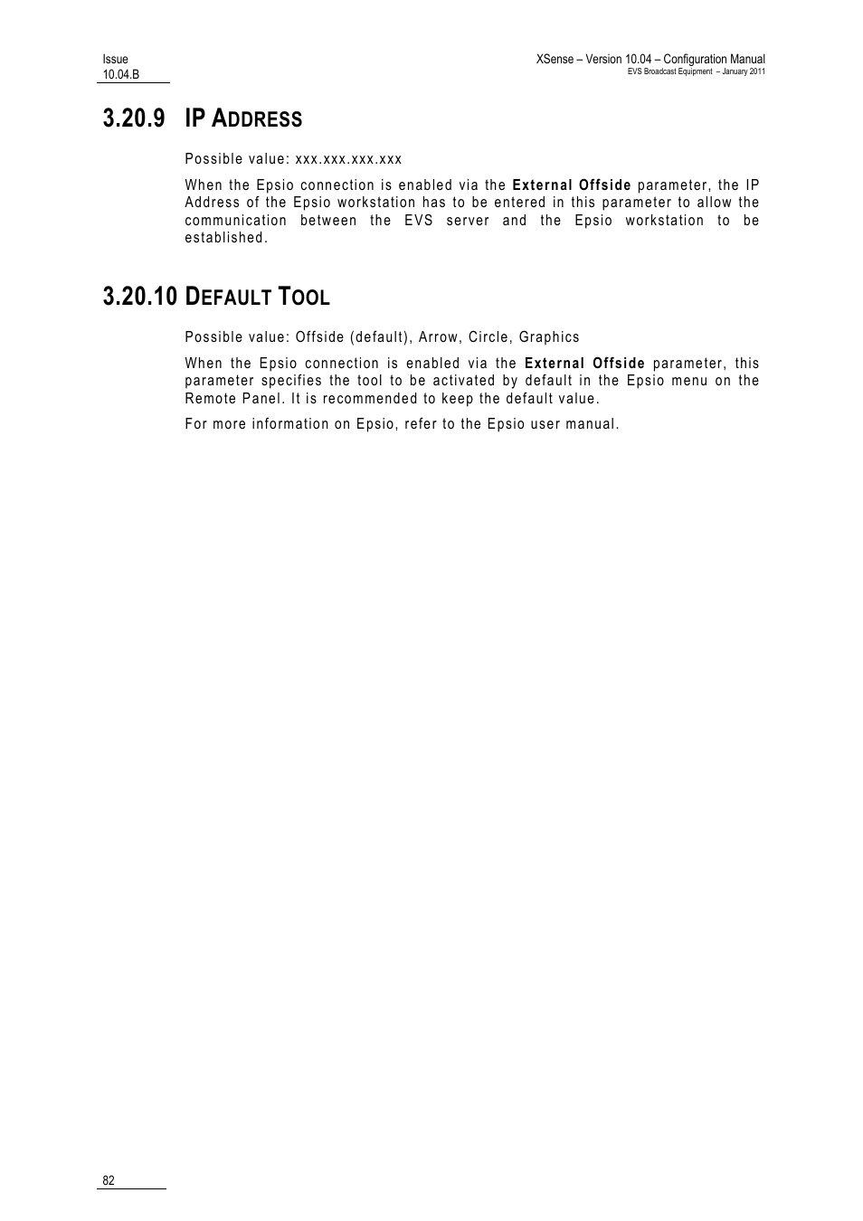 9 ip address, 10 default tool, 9 ip | 10 d, Ddress, Efault | EVS XSense Version 10.04 - January 2011 Configuration Manual User Manual | Page 91 / 96