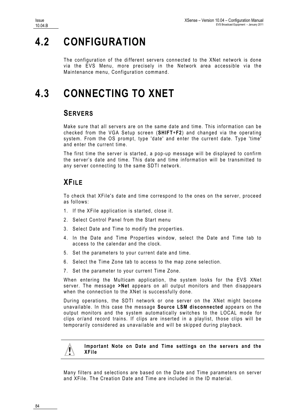2 configuration, 3 connecting to xnet, Servers | Xfile | EVS XSense Version 10.04 - January 2011 Configuration Manual User Manual | Page 93 / 96