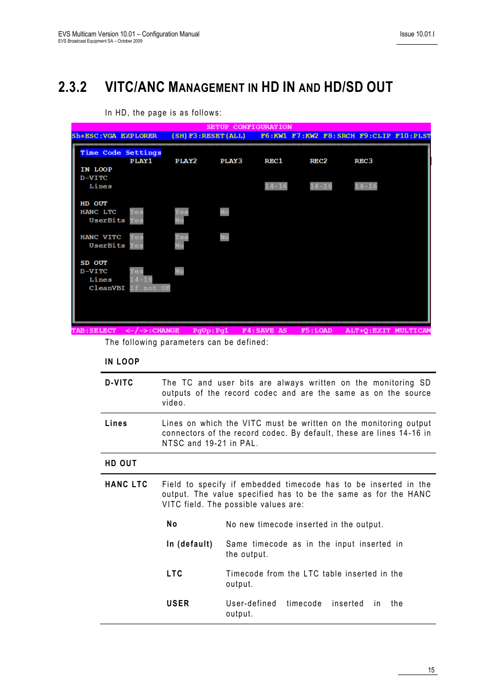 2 vitc/anc management in hd in and hd/sd out, 2 vitc/anc, Hd/sd | Anagement in | EVS MulticamLSM Version 10.01 - October 2009 Configuration Manual User Manual | Page 22 / 93