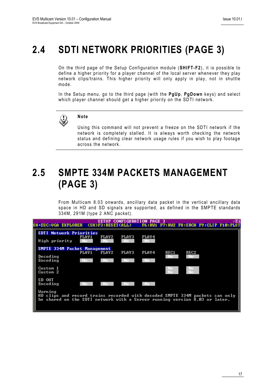 4 sdti network priorities (page 3) | EVS MulticamLSM Version 10.01 - October 2009 Configuration Manual User Manual | Page 24 / 93