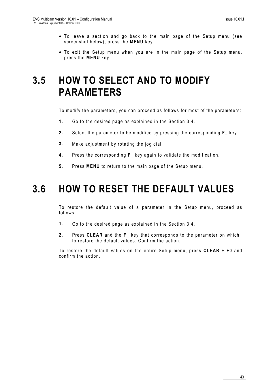 5 how to select and to modify parameters, 6 how to reset the default values | EVS MulticamLSM Version 10.01 - October 2009 Configuration Manual User Manual | Page 50 / 93
