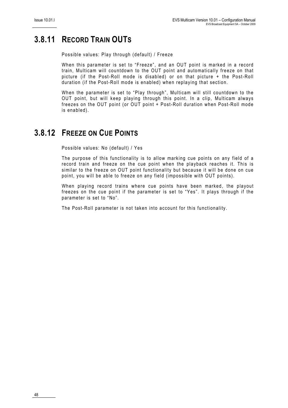 11 record train outs, 12 freeze on cue points, 11 r | 12 f, Ecord, Rain, Reeze on, Oints | EVS MulticamLSM Version 10.01 - October 2009 Configuration Manual User Manual | Page 55 / 93