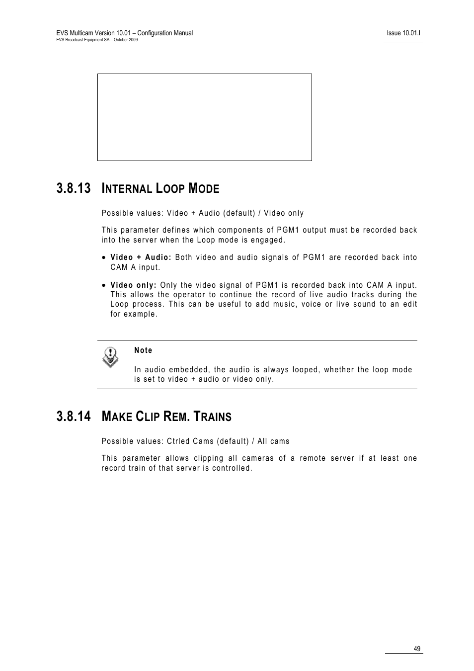 13 internal loop mode, 14 make clip rem. trains, 13 i | 14 m | EVS MulticamLSM Version 10.01 - October 2009 Configuration Manual User Manual | Page 56 / 93