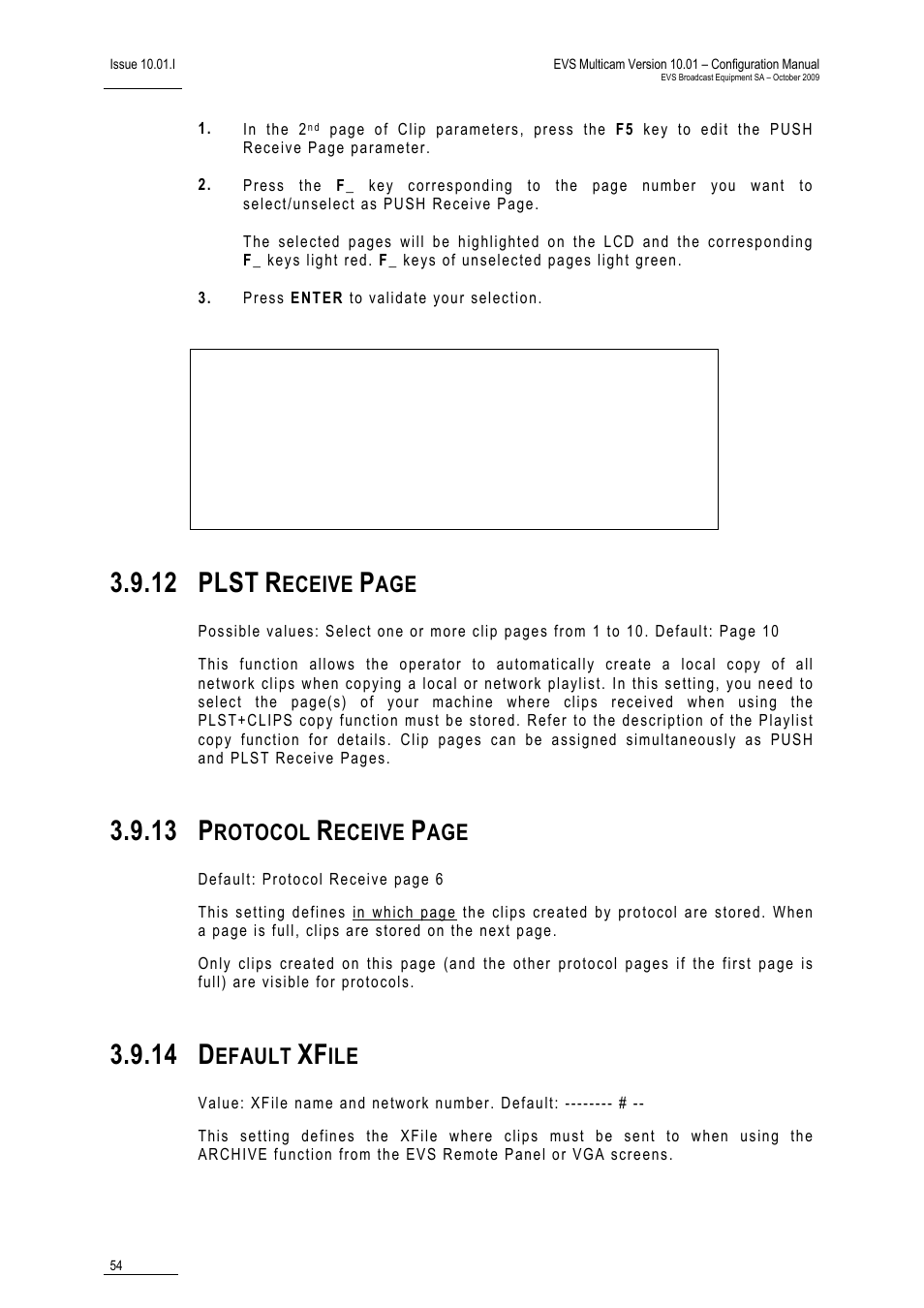 14 default xfile, 12 plst, 13 p | 14 d, Eceive, Rotocol, Efault | EVS MulticamLSM Version 10.01 - October 2009 Configuration Manual User Manual | Page 61 / 93