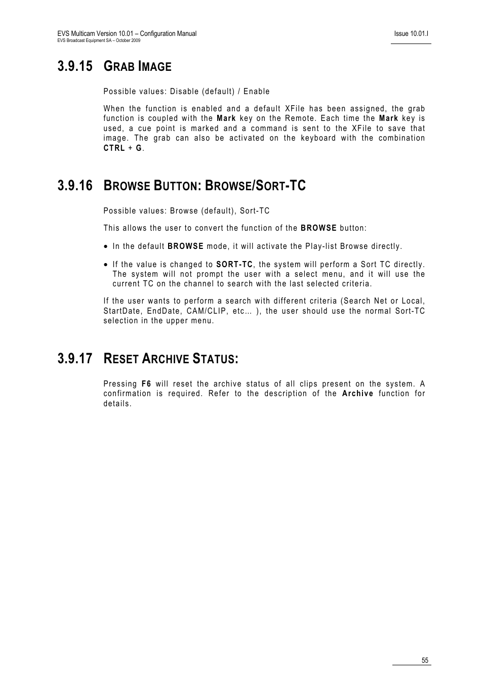 15 grab image, 16 browse button: browse/sort-tc, 17 reset archive status | Owse/sort-tc, 15 g, 16 b, 17 r | EVS MulticamLSM Version 10.01 - October 2009 Configuration Manual User Manual | Page 62 / 93