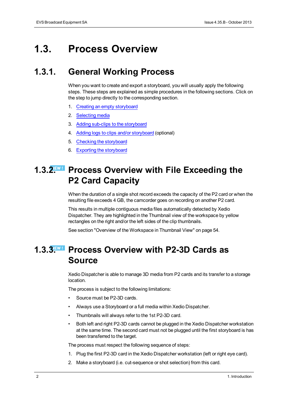 Process overview, General working process, Process overview with p2-3d cards as source | EVS Xedio Dispatcher Version 4.35 - October 2013 User Manual User Manual | Page 12 / 136