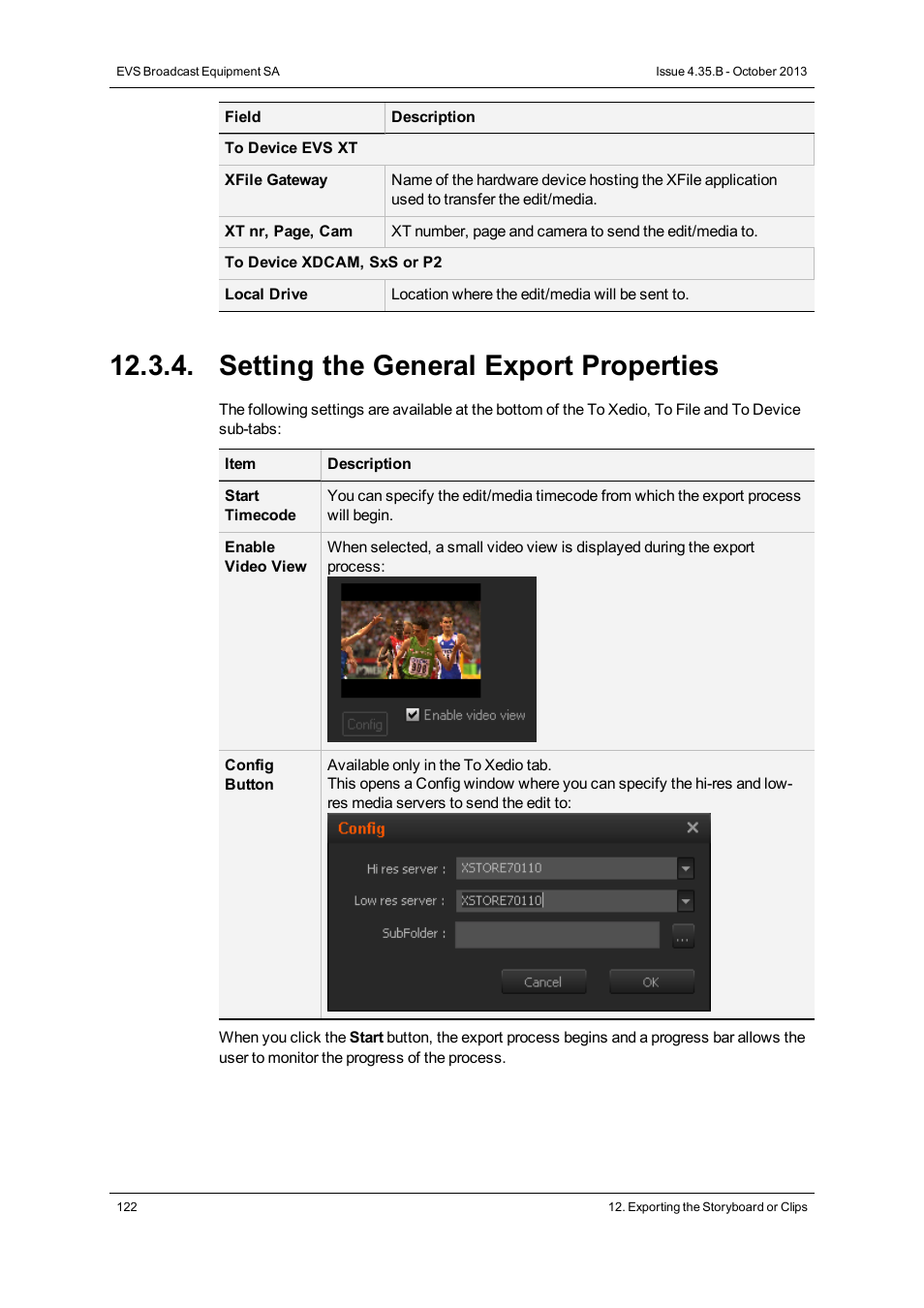 Setting the general export properties | EVS Xedio Dispatcher Version 4.35 - October 2013 User Manual User Manual | Page 132 / 136