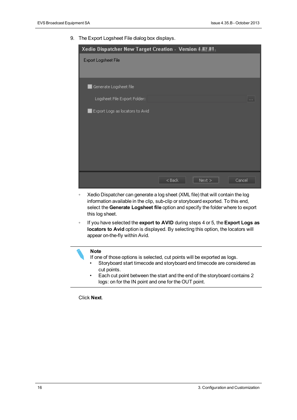 EVS Xedio Dispatcher Version 4.35 - October 2013 User Manual User Manual | Page 26 / 136