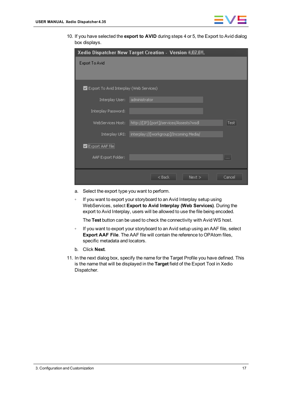 EVS Xedio Dispatcher Version 4.35 - October 2013 User Manual User Manual | Page 27 / 136