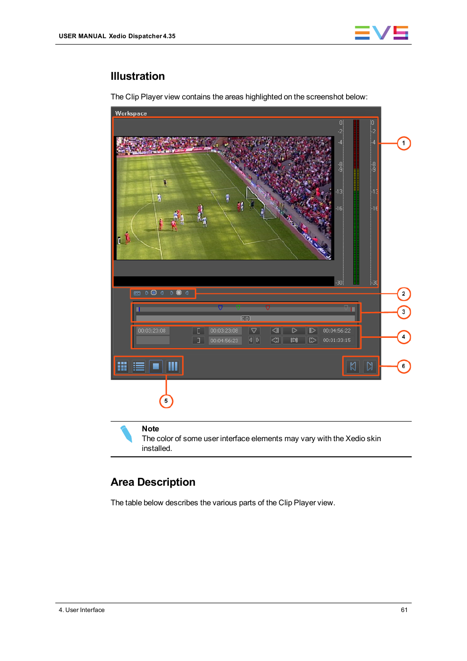 Illustration, Area description | EVS Xedio Dispatcher Version 4.35 - October 2013 User Manual User Manual | Page 71 / 136