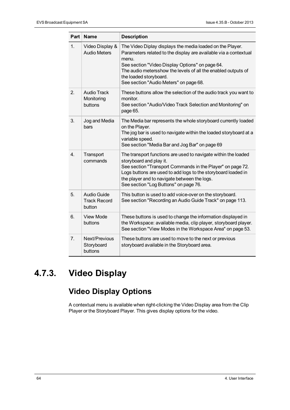 Video display, Video display options | EVS Xedio Dispatcher Version 4.35 - October 2013 User Manual User Manual | Page 74 / 136