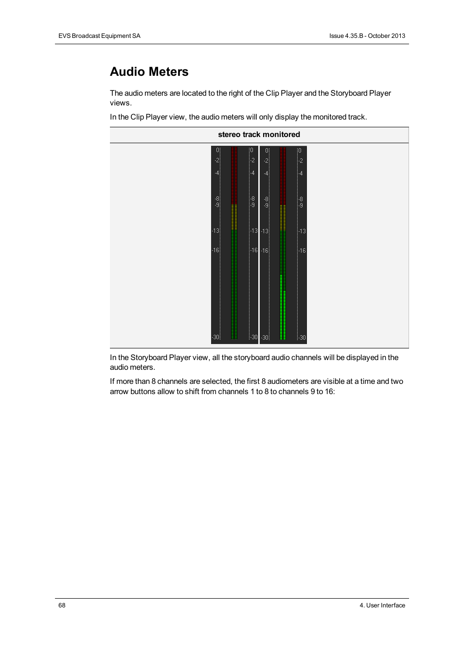Audio meters | EVS Xedio Dispatcher Version 4.35 - October 2013 User Manual User Manual | Page 78 / 136