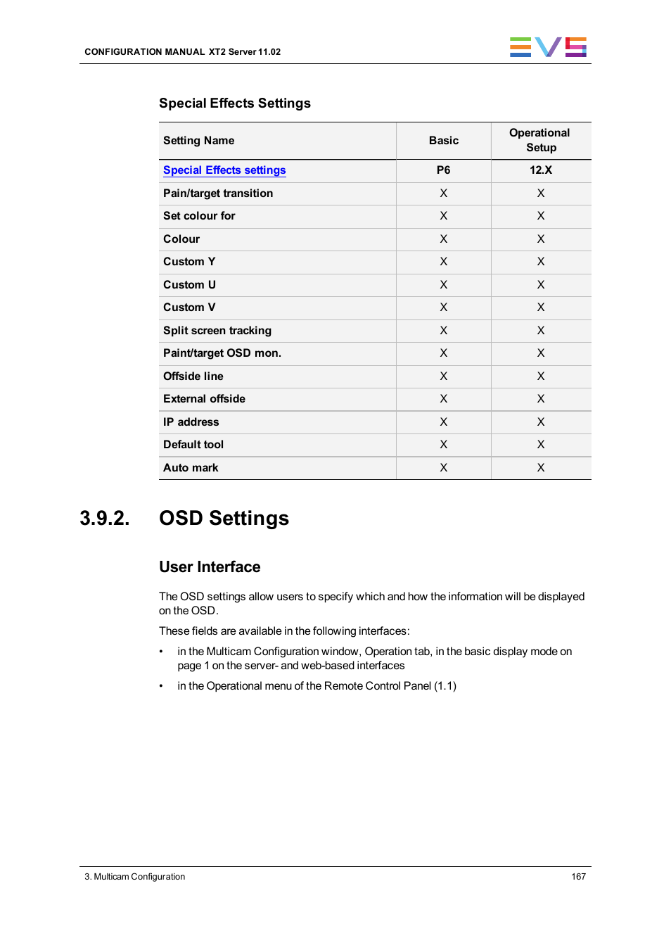 Osd settings, User interface | EVS XT2 Version 11.02 - July 2013 Configuration Manual User Manual | Page 175 / 220